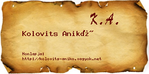 Kolovits Anikó névjegykártya